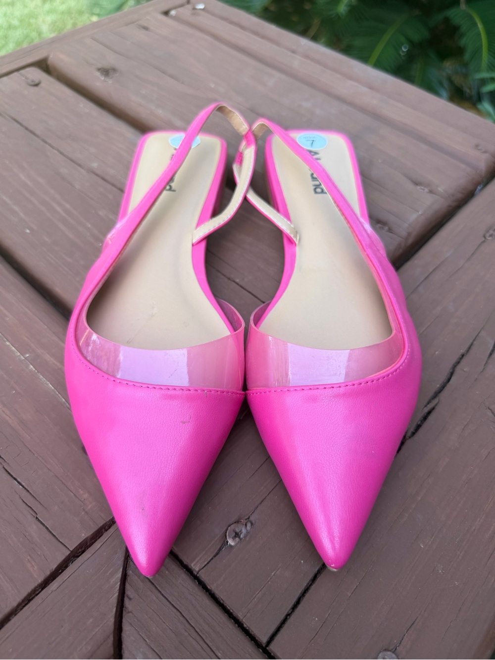 Abound Hot Pink Clear Strap Pointed Toe Slingback Flats Size 7